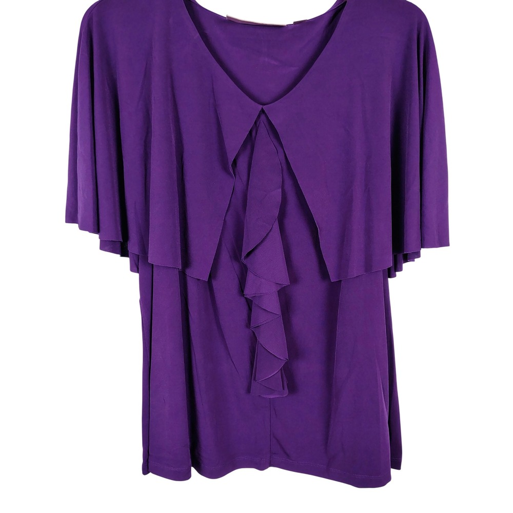 Womens 1X Simonton Says Ruffle Capelet Top Purple Drape Whimsigoth Royalcore
